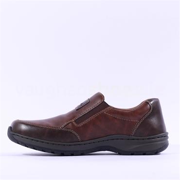 Rieker Slip On Shoe Wide Fit - Brown Combination
