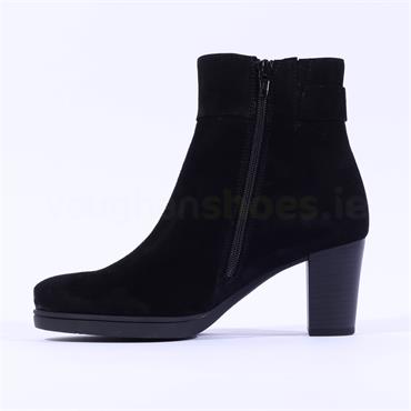 Gabor Dove High Block Heel Ring Boot - Black Suede