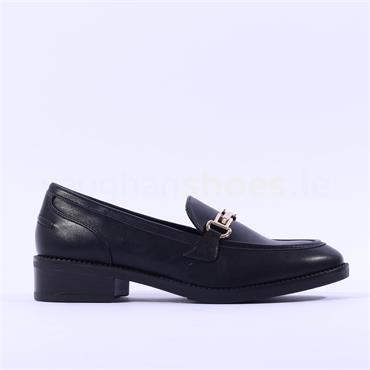 Tamaris Fjella Block Heel Link Loafer - Black Matte