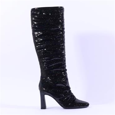 Tamaris Lausana Folded High Heel Boot - Black Sparkle