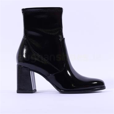 Tamaris Aspasia Block Heel Stretch Boot - Black Patent