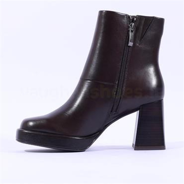 Tamaris Kyria Platform Block Heel Boot - Mahogany Leather