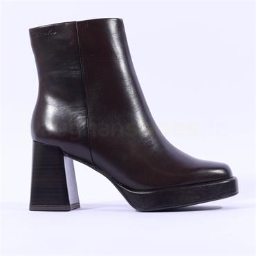 Tamaris Kyria Platform Block Heel Boot - Mahogany Leather