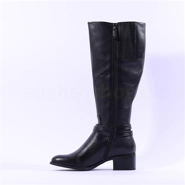 Tamaris Baku Knee High Boot - Black Leather