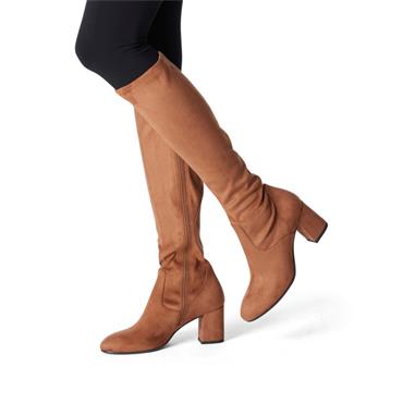 Tamaris Rosalyn Block Heel Long Boot - Cognac