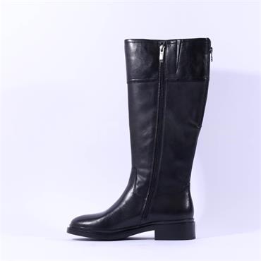 Tamaris Eirini Rear Zip Long Riding Boot - Black Leather