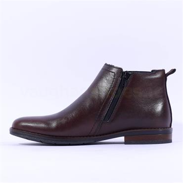 Rieker Men Gusset Boot With Side Zip - Brown Leather