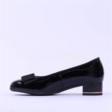 Ara Graz Bow Detail Low COurt Shoe - Black Patent