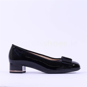 Ara Graz Bow Detail Low COurt Shoe - Black Patent