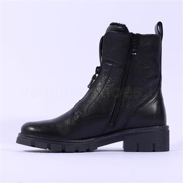 Ara Dover Zip Front Boot - Black Leather