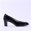 Ara Orly Round Toe Block Heel Court Shoe - Black Patent