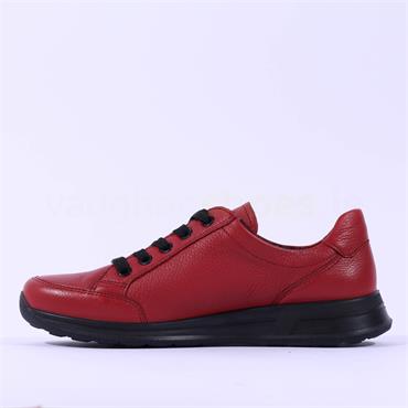 Ara Osaka Side Zip Lace Trainer - Red Leather