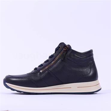 Ara Osaka Twin Zip Lace Boot - Navy Leather