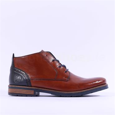 Rieker Men Laced Boot - Cognac Navy Leather