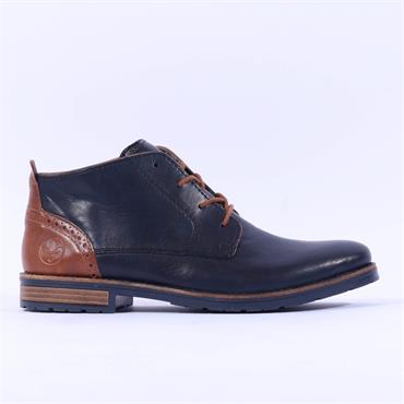 Rieker Men Laced Boot - Navy Tan Leather