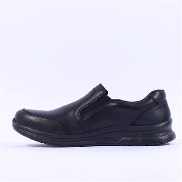 Rieker Men Slip On Shoe - Black Leather
