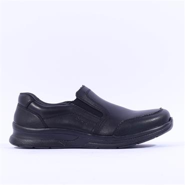 Rieker Men Slip On Shoe - Black Leather