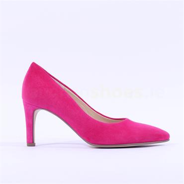 Gabor Helga Stacked Heel Court Shoe - Pink Suede