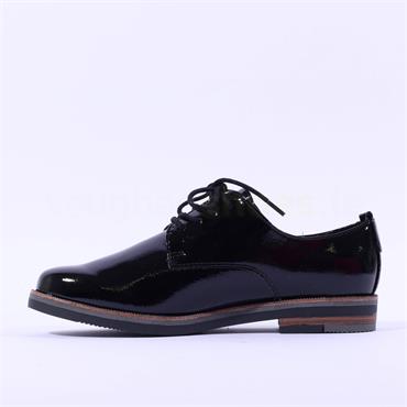 Marco Tozzi Bacone Laced Casual Brogue - Black Patent