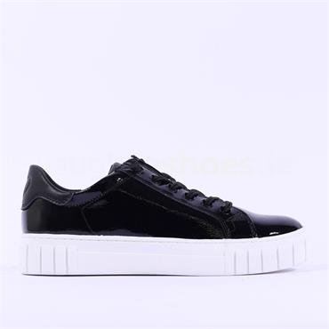 Marco Tozzi Ago Bungee Lace Trainer - Black Patent