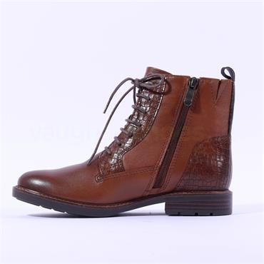 Marco Tozzi Rapalli Leather Lace Up Boot - Cognac Leather