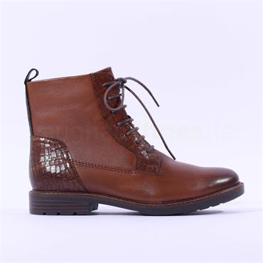 Marco Tozzi Rapalli Leather Lace Up Boot - Cognac Leather