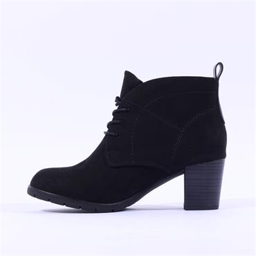 Marco Tozzi Pesa Lace Up Block Heel Boot - All Black