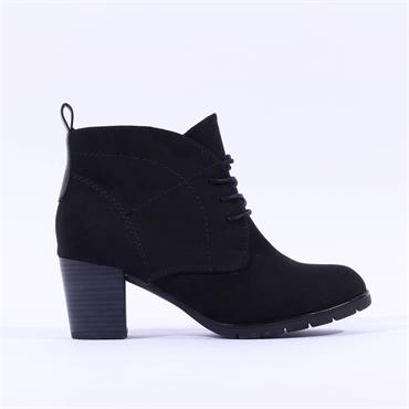 Marco Tozzi Pesa Lace Up Block Heel Boot - All Black