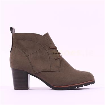 Marco Tozzi Pesa Lace Up Block Heel Boot - Khaki Combi