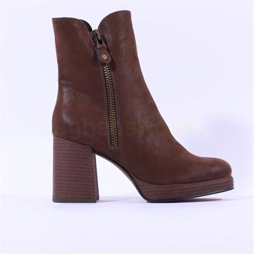 Marco Tozzi Kulla Block Heel Platform - Brown Nubuck