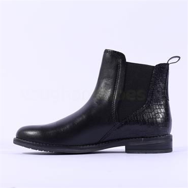 Marco Tozzi Rapalli Croc Chelsea Boot - Black Leather