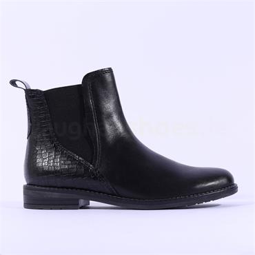 Marco Tozzi Rapalli Croc Chelsea Boot - Black Leather