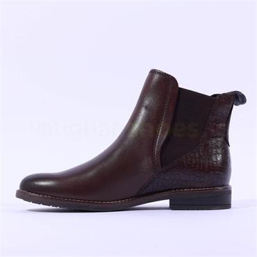 Marco Tozzi Rapalli Croc Chelsea Boot - Mocha Leather