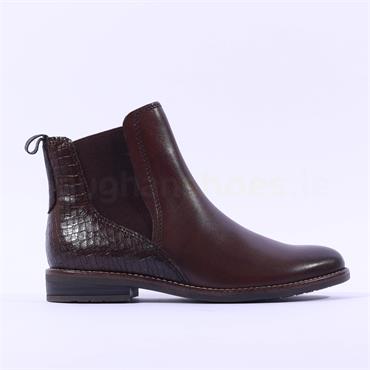 Marco Tozzi Rapalli Croc Chelsea Boot - Mocha Leather