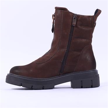 Marco Tozzi Poli Quilted Front Zip Boot - Brown