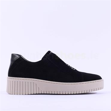 Gabor Wonderland Slip On Stud Trainer - Black Suede