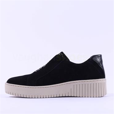 Gabor Wonderland Slip On Stud Trainer - Black Suede