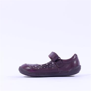 Clarks Kids Softly Ida Fst (F Fit) - Purple Leather