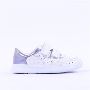Clarks Girls Ath Shell T (F Fit) - White Leather