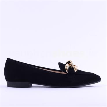 Gabor Carol Slip On Link Detail Loafer - Black Gold