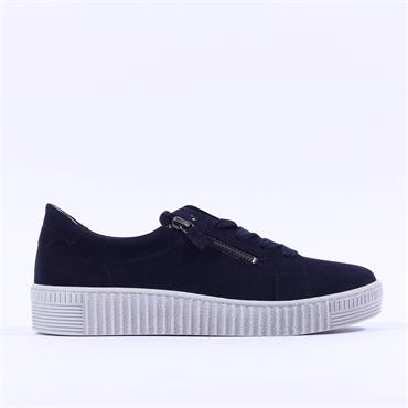 Gabor Twin Zip Platform Trainer Wisdom - Navy Suede