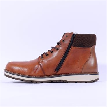 Rieker Men Tex Laced Boot With Side Zip - Brown Leather