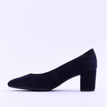 Gabor Low Block Heel Court Shoe Kayo - Navy Suede