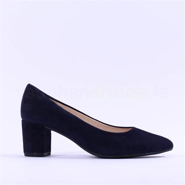 Gabor Low Block Heel Court Shoe Kayo - Navy Suede