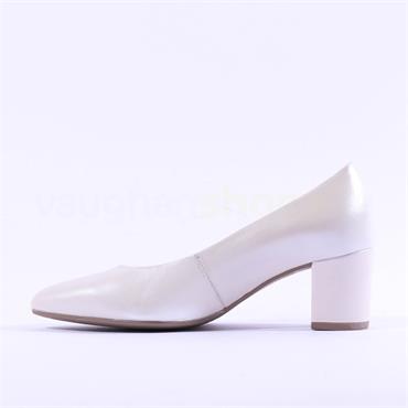 Gabor Kayo Low Block Heel Court Shoe - Pearl White