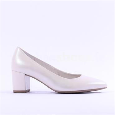 Gabor Kayo Low Block Heel Court Shoe - Pearl White