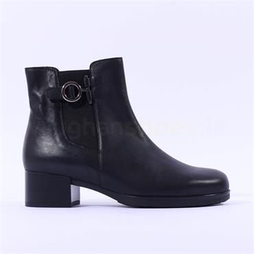 Gabor Casino Ring Buckle Chelsea Boot - Black Leather