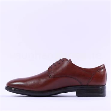 Ecco Men Citytray Laced Plain Toe Shoe - Cognac Leather