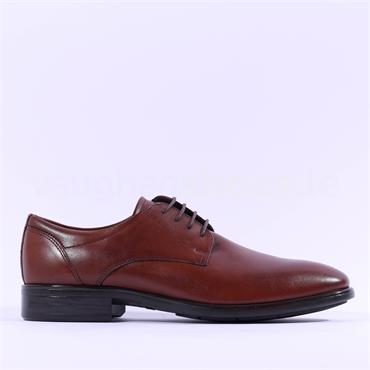 Ecco Men Citytray Laced Plain Toe Shoe - Cognac Leather