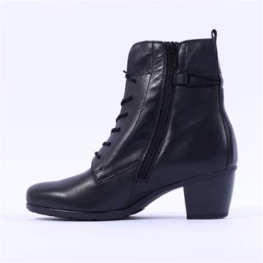 Gabor Easton Block Heel Lace Rope Boot - Black Leather